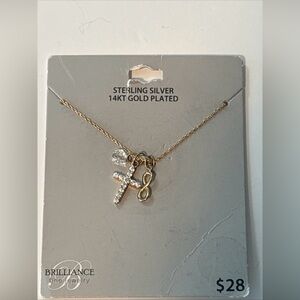 Gold Plated Sterling Silver Necklace with Cross and Infinity Charms